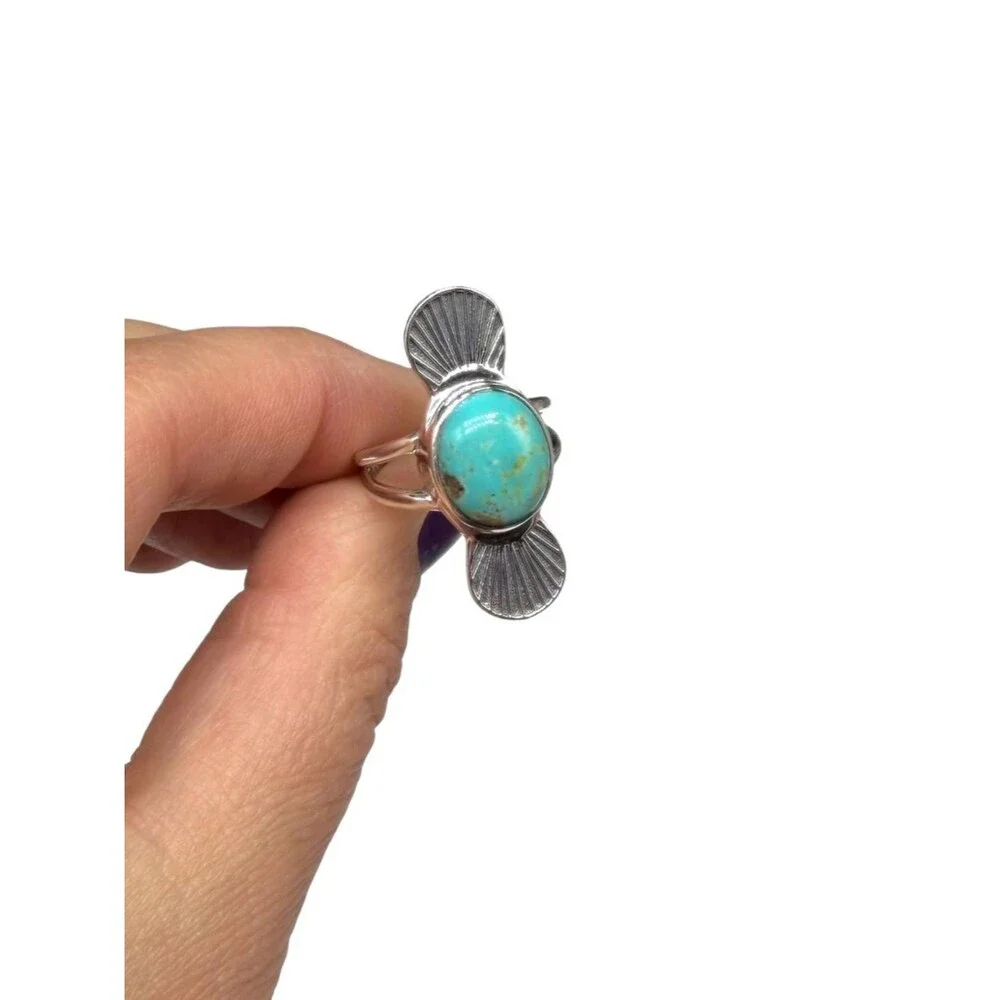 Kingman Turquoise Ring Size 6.5 Solid 925 Sterling Silver